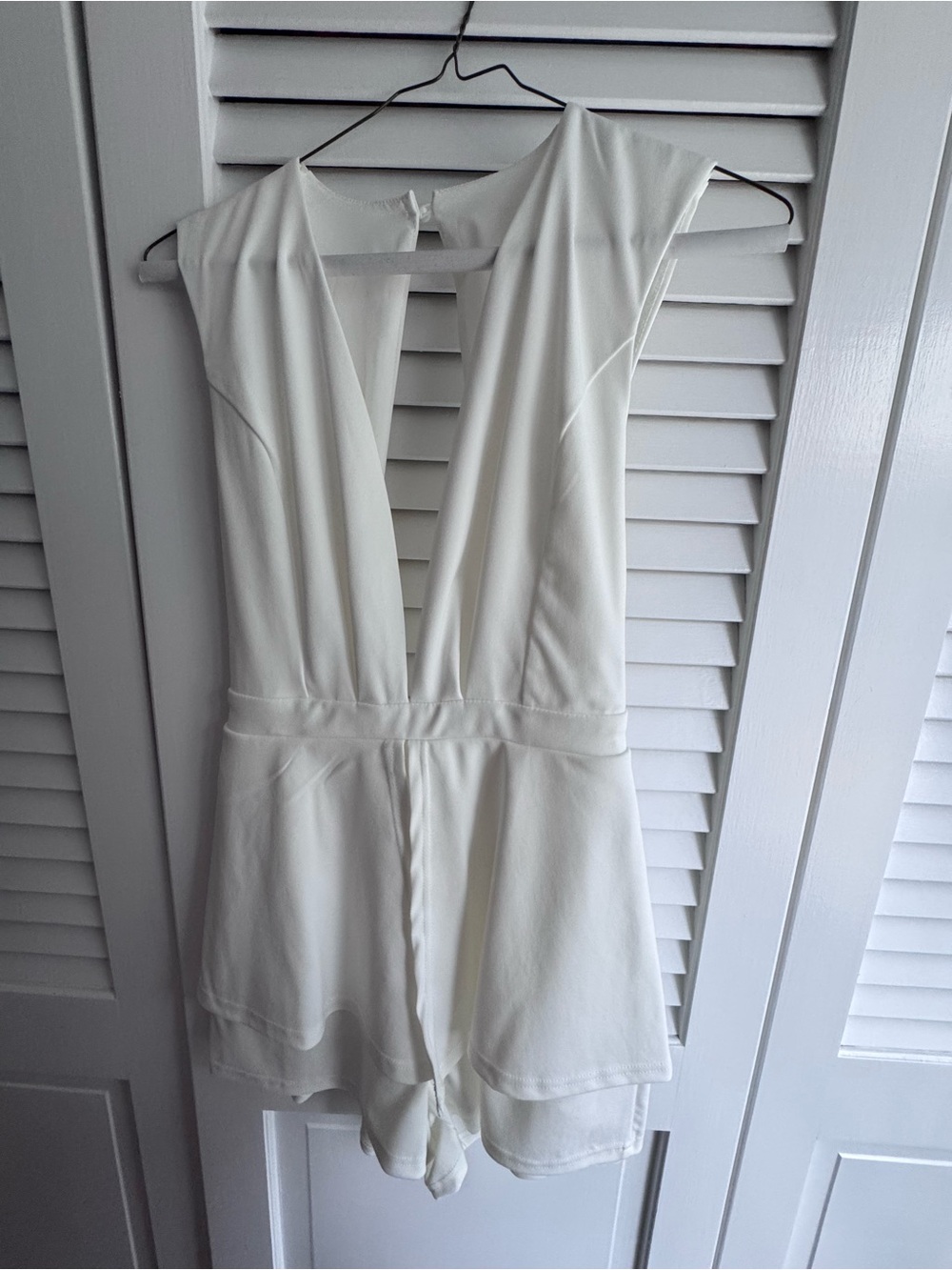 Amazon White Sleeveless Deep V Romper